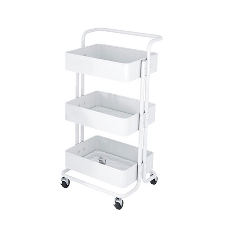 Household 3 Tiers Storage Trolley Removable Storage Rack Organizer with Lockable Wheels Storage Organizer