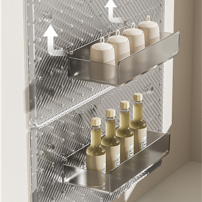 No Drilling Kitchen rack with self-Adhesive Hooks pegboard Wall Organizer display Kits fit Peg board Storage Accessories