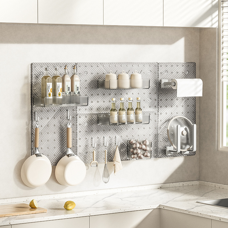 No Drilling Kitchen rack with self-Adhesive Hooks pegboard Wall Organizer display Kits fit Peg board Storage Accessories