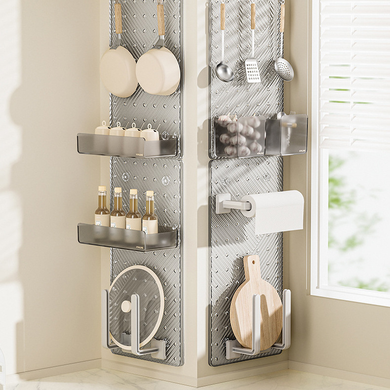 No Drilling Kitchen rack with self-Adhesive Hooks pegboard Wall Organizer display Kits fit Peg board Storage Accessories