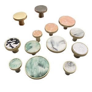 Hot zinc shell round single hole white green copper brushed gold knobs cabinet knobs kitchen knobs