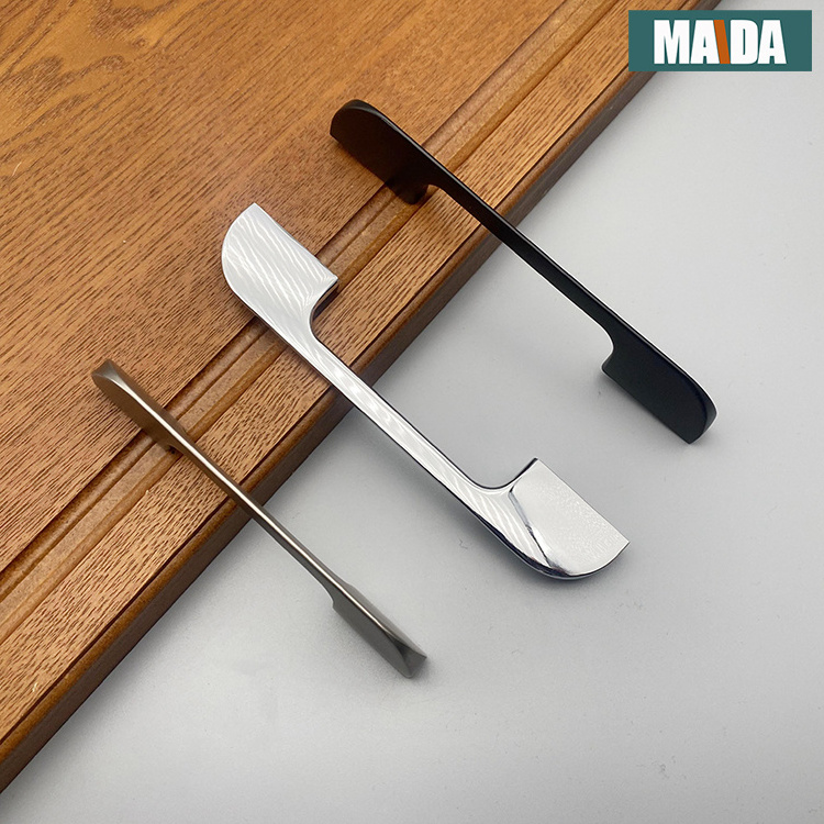 High quality kirsite modern Double-hole black chrome matte drawing cabinet handles cupboard handles kitchen hardware