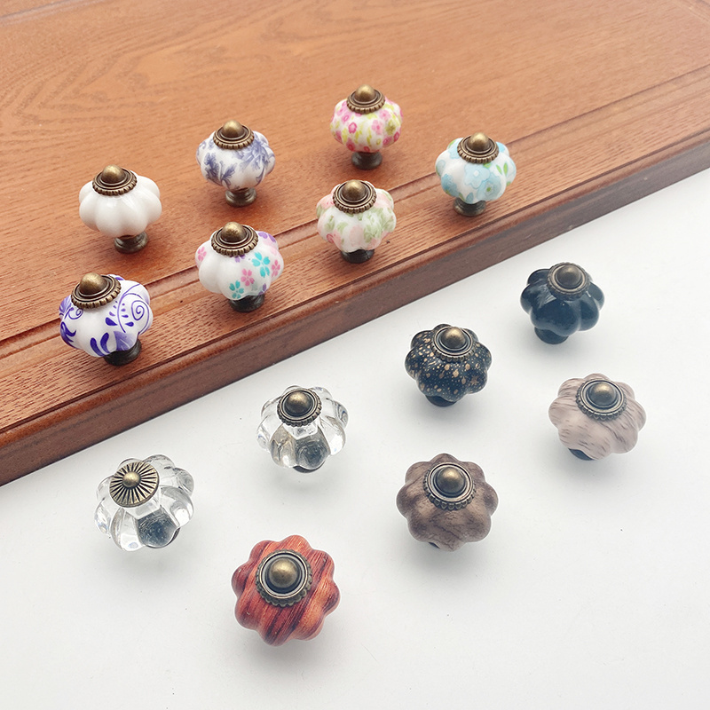 Popular zinc plus acrylic force Reic ceramic single hole crystal knob drawer knobs