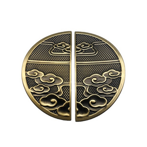 Zinc alloy bronze cabinet door drawer half symmetrical handle furniture bedroom side cabinet Chinese auspicious cloud pull