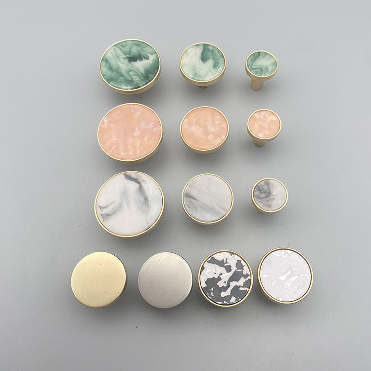 Hot zinc shell round single hole white green copper brushed gold knobs cabinet knobs kitchen knobs