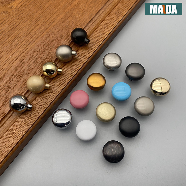 Modern simple zinc alloy cabinet door drawer round solid single-hole handle furniture cabinet spherical pull black drawing gold