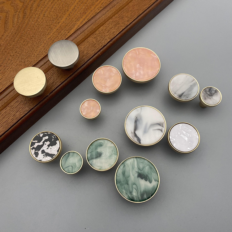 Hot zinc shell round single hole white green copper brushed gold knobs cabinet knobs kitchen knobs