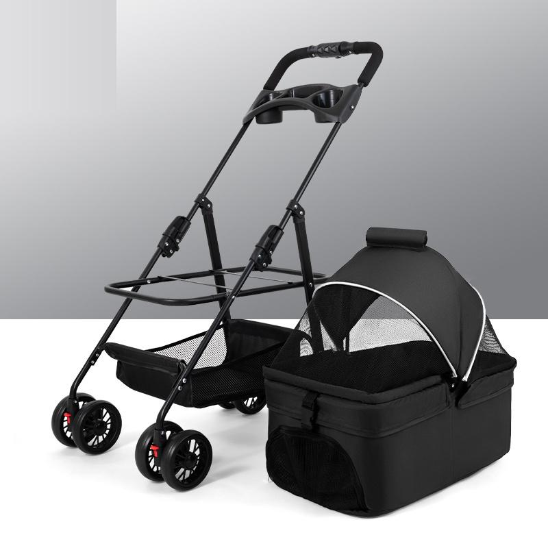 Outdoor Luxury Foldable Portable 4 Wheels Pet Carrier Trolley Travel Carriage Cat Dog Pet Stroller