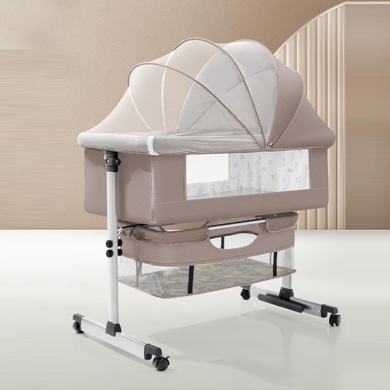 Baby Bassinet Bedside Sleeper for Baby Easy Folding Portable swing Crib 3-in-1 built in Storage Basket for Newborn