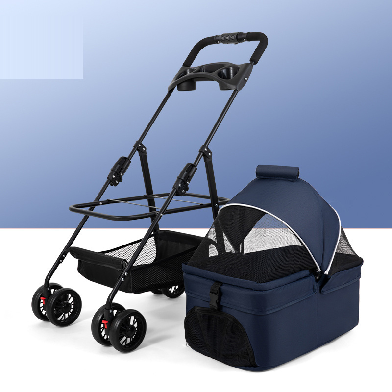 Outdoor Luxury Foldable Portable 4 Wheels Pet Carrier Trolley Travel Carriage Cat Dog Pet Stroller