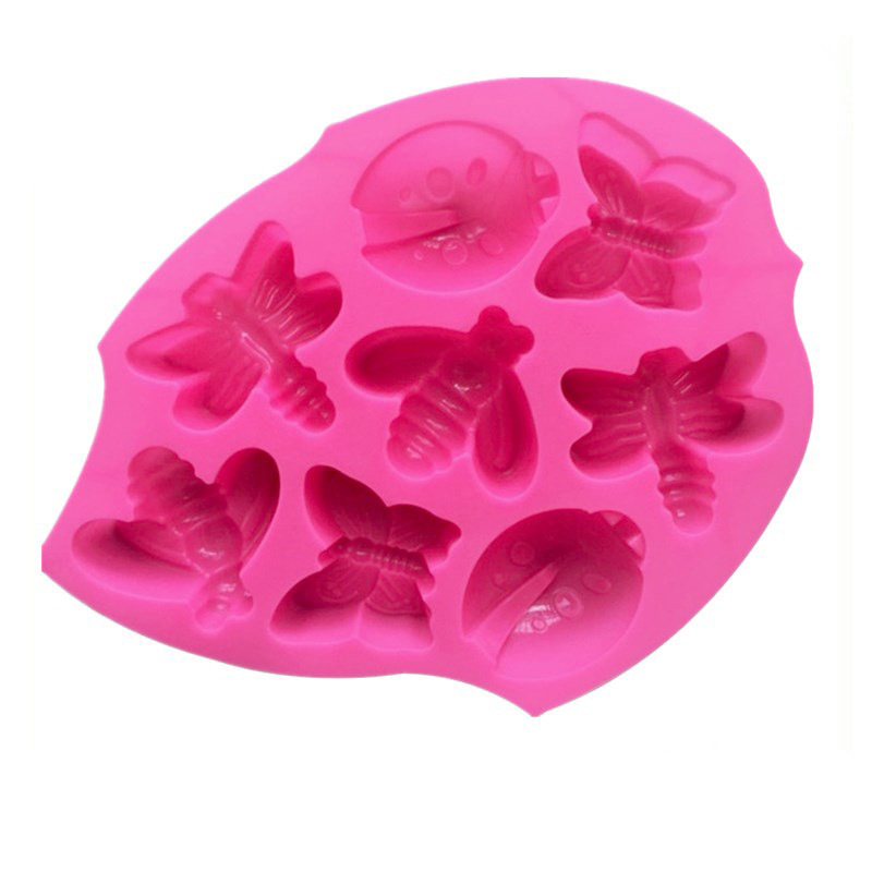 6-Cavity Fondant Mold Silicone Sugar Craft Tool for DIY Baking Makes Pudding Chocolate Butterfly Bear Rabbit Cakes