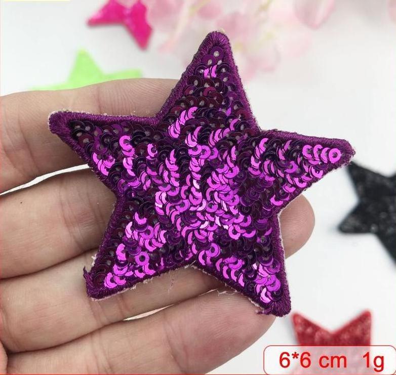 NEW  iron on shiny high quality merrow star sequin embroidery patch