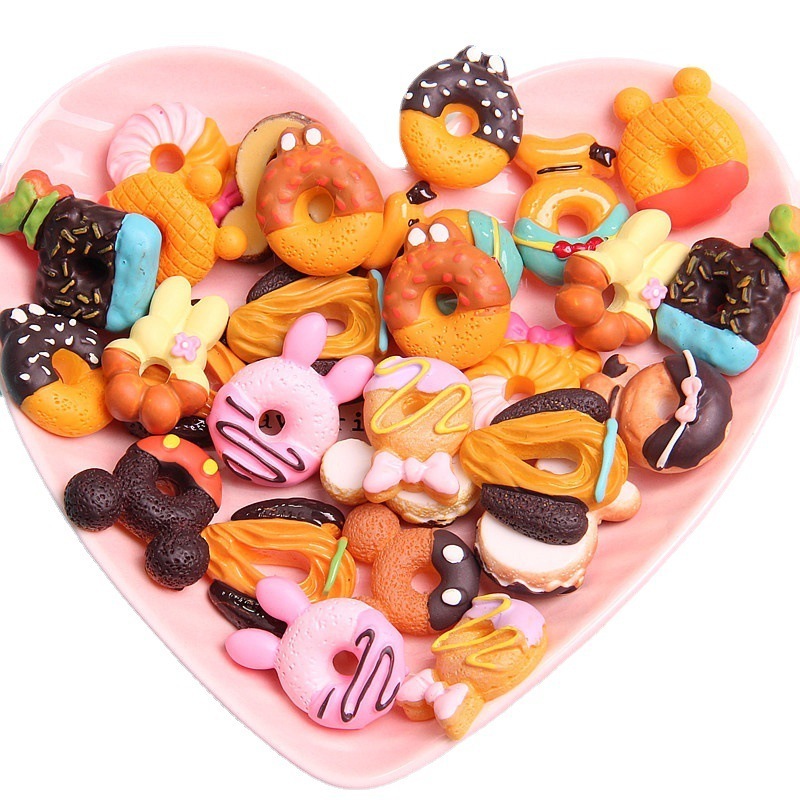 NODA New slime charms kawaii simulation cartoon modelling donut  Resin Charms for DIY hair bow