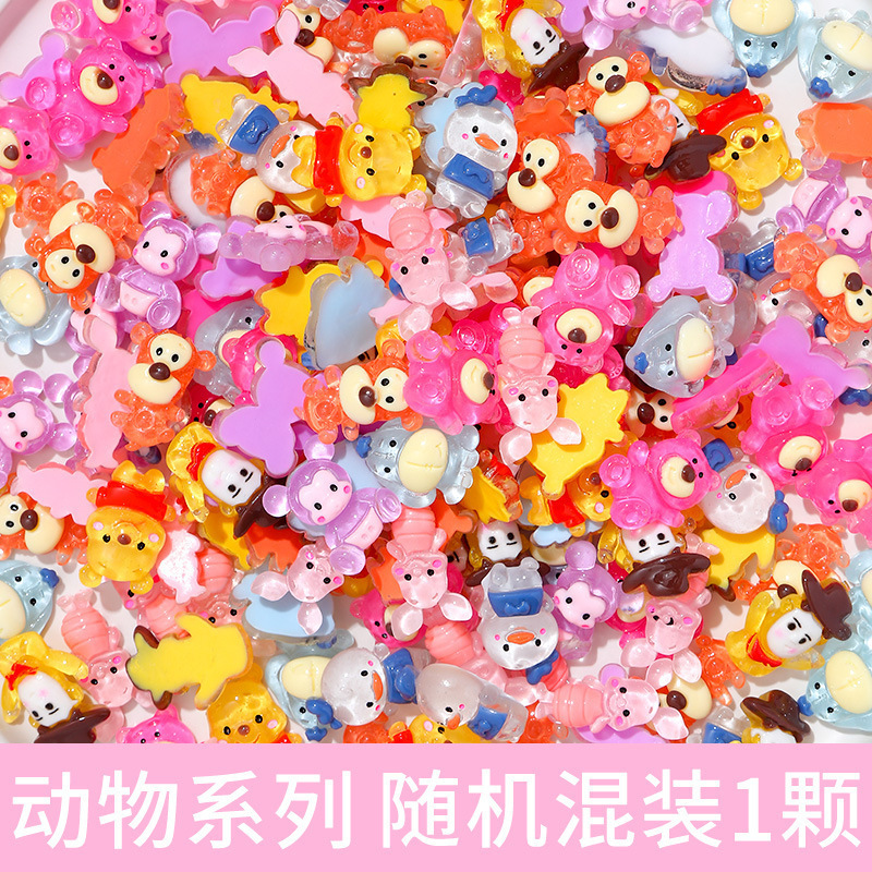 Large collection mixed 100pcs/bag random cartoon animal flower desert resin Charm for hair clip bottle  decoration