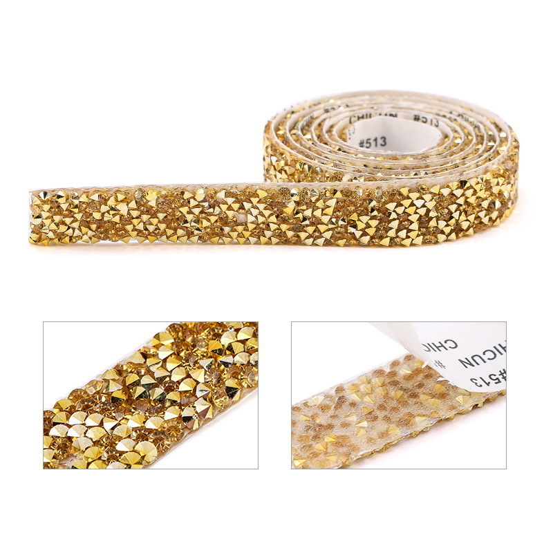 DIY Bling Chain Belt Rhinestone Beaded Trim Sparkling Crystal self adhesive Rhinestone Hot fix Ribbon for Wedding Bridal