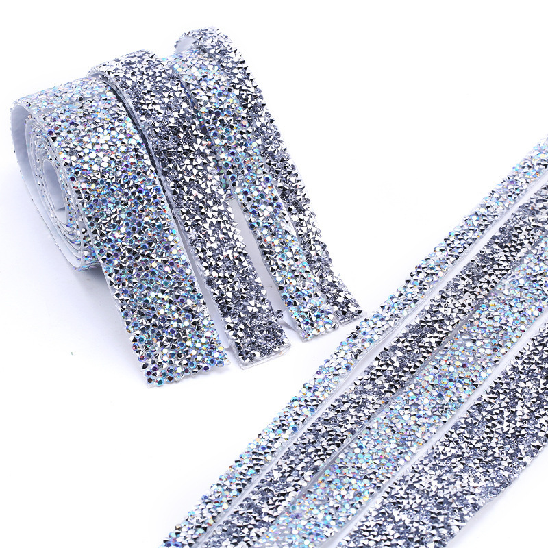 DIY Bling Chain Belt Rhinestone Beaded Trim Sparkling Crystal self adhesive Rhinestone Hot fix Ribbon for Wedding Bridal