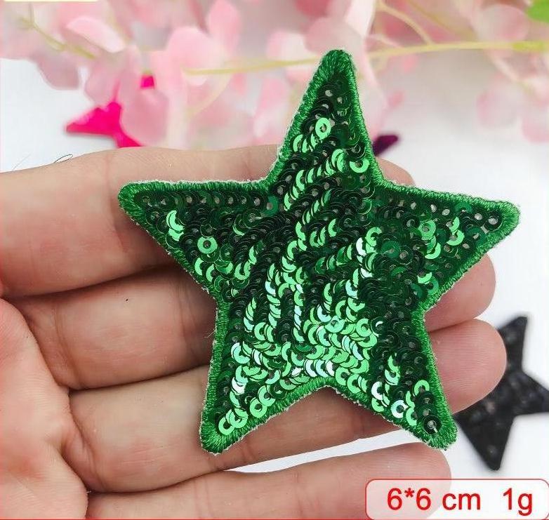 NEW  iron on shiny high quality merrow star sequin embroidery patch