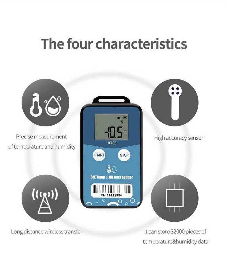 TZONE BT06 Cold Chain Logistics Temperature Humidity Data Logger Bluetooth Temperature Monitor