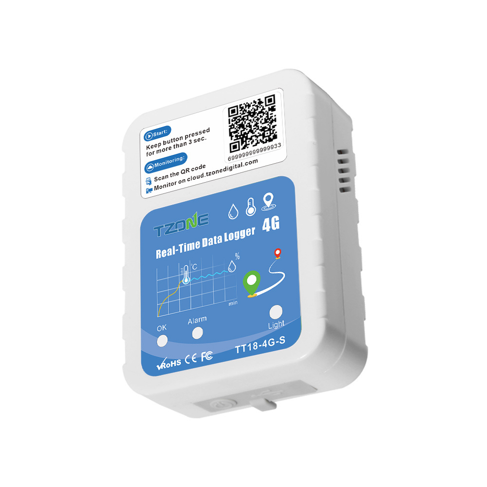 Tzone Cold Chain Solution 4G 5G Single Use Temperature Humidity Data Logger Temperature Thermometers