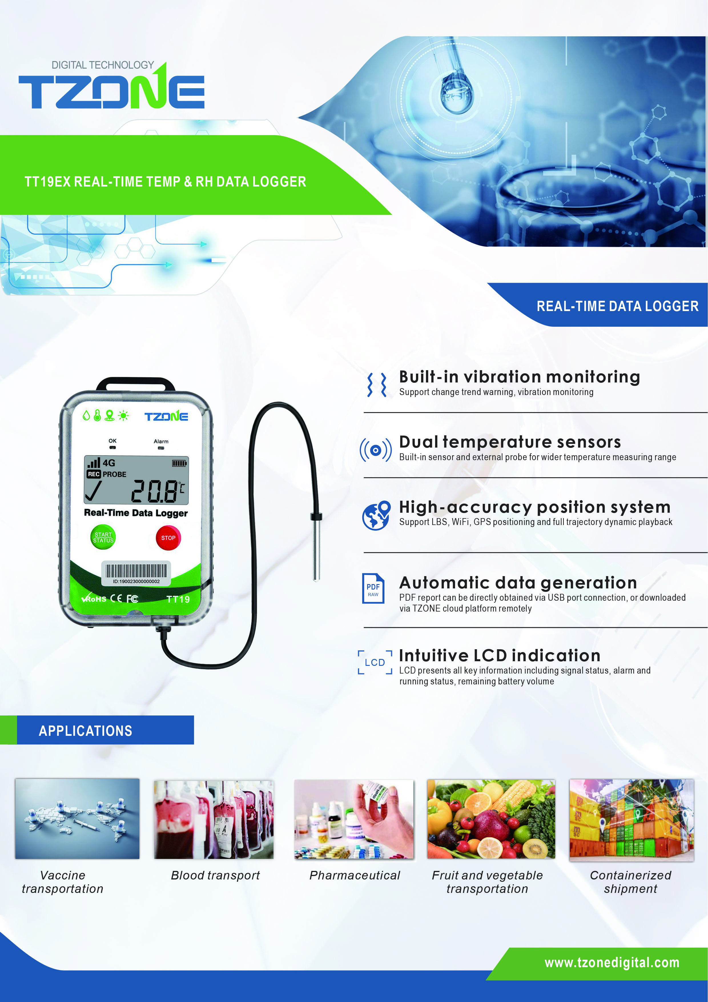 New generation of global real-time temperature monitor external probe TT19EX gps tracker