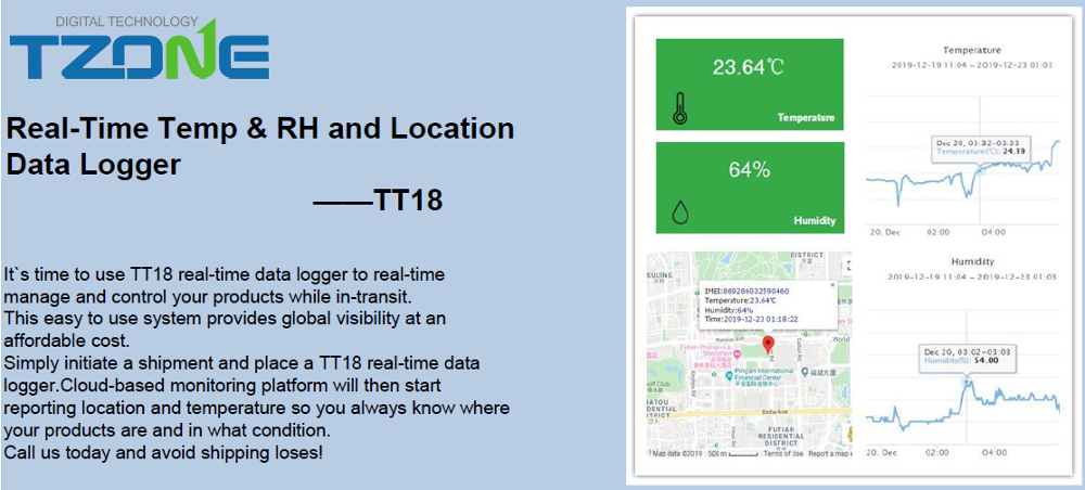 Mini Real Time Shipping Tracking Wireless Disposable High Temperature Data Logger Temperature Humidity