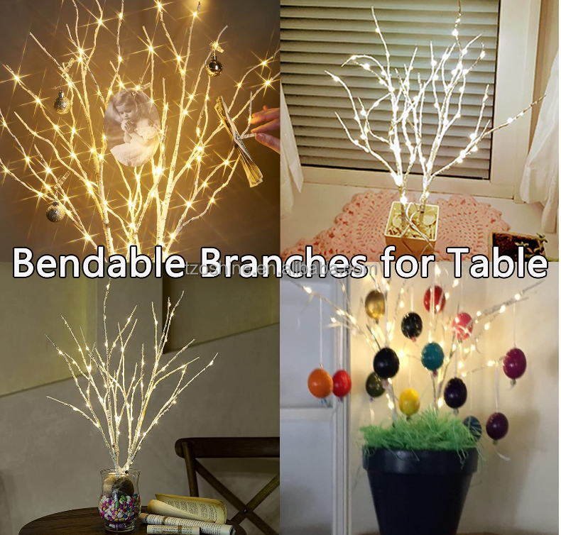 Customize Lighted Birch Branches 18IN 70 White Willow LED with Timer Battery Operated for Christmas Tree Willow Vine Lights