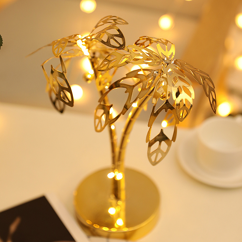 OEM plant tree Led lamp holder made of iron table lamp  garden decoration night light