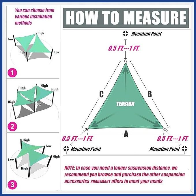 5*7m Waterproof Shade Sails Outdoor Sun Shade Sail Big Size Sunshade Sail