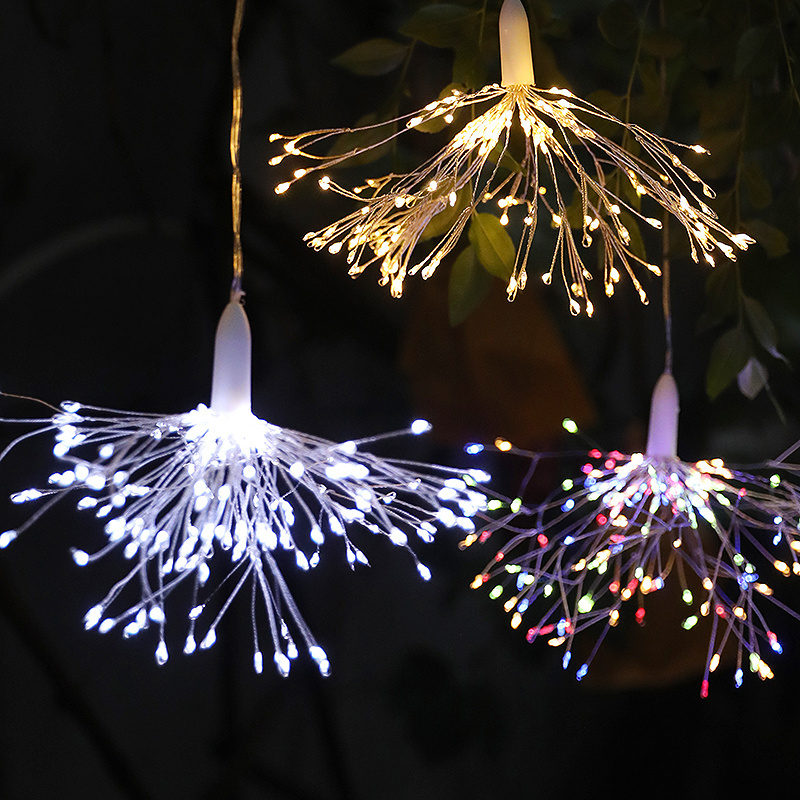 Wholesale DIY Shape LED Hanging Firework String Lights Remote Control Battery Powered Christmas Holiday Fairy Decoration Parties