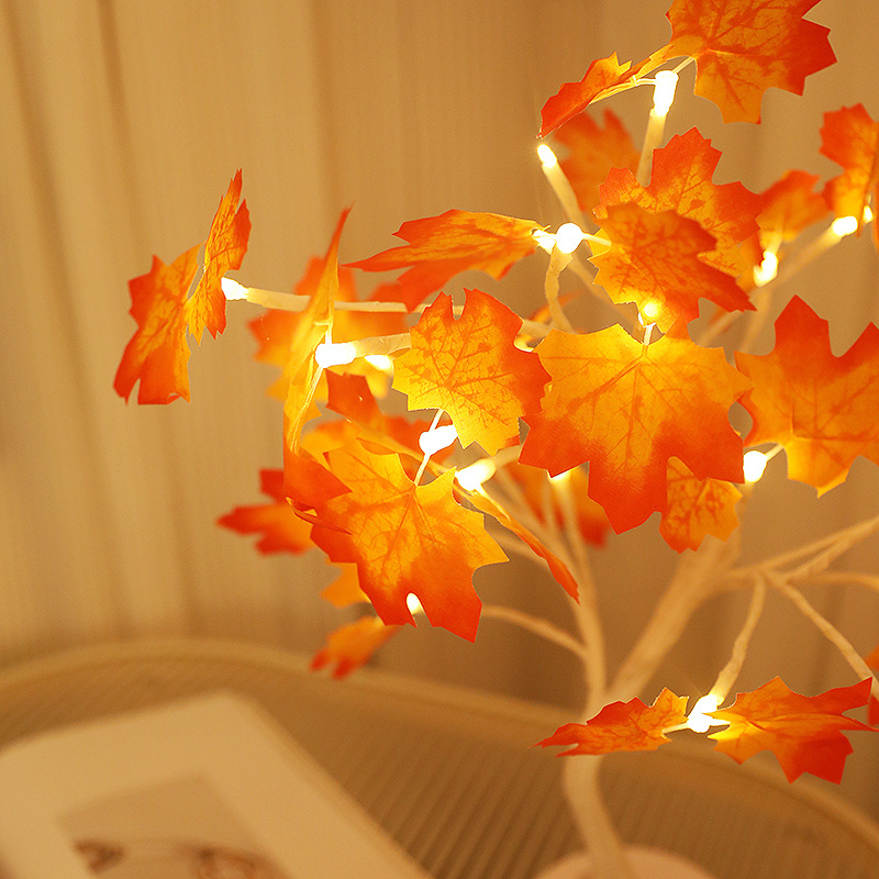 USB Battery-Powered LED Charming Maple Tree Lights Maple Leaves Night Light Wedding Bedroom Bonsai Tree Valentine Decoration