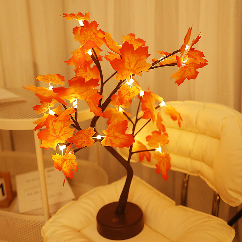 USB Battery-Powered LED Charming Maple Tree Lights Maple Leaves Night Light Wedding Bedroom Bonsai Tree Valentine Decoration