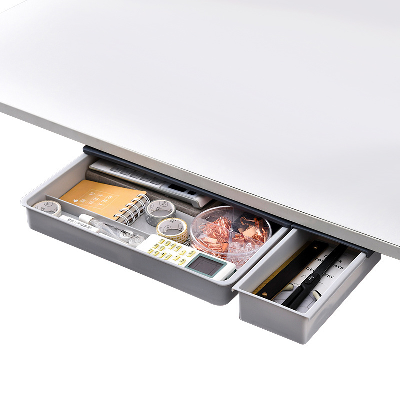 Under Desk Drawer Organizer Workspace Pen Holder Slide Out Accessories Storage Plastic Hidden Desktop Organizer