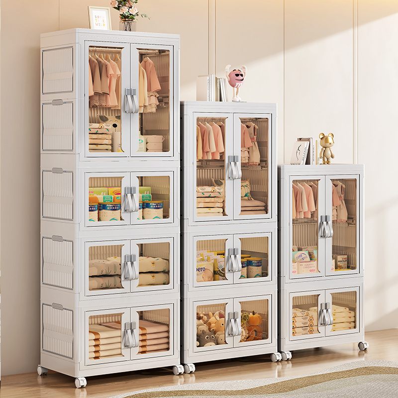 Stackable Shelf Plastic Closet Storage Cubes With Handles Foldable Shoe Rack Pull Out Drawer Cabinet Organizer