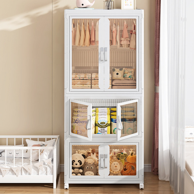 Stackable Shelf Plastic Closet Storage Cubes With Handles Foldable Shoe Rack Pull Out Drawer Cabinet Organizer