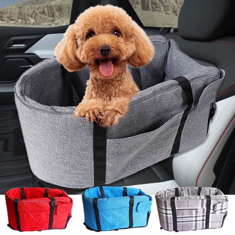 Popular Washable Travel Pet Carrier Bag for Dog and Cat, Foldable Car Seat with Center Console