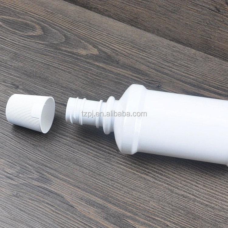 China manufacture 200ML 250ML 350ml PET white mouthwash water bottle with screw cap with measuring cup High quality