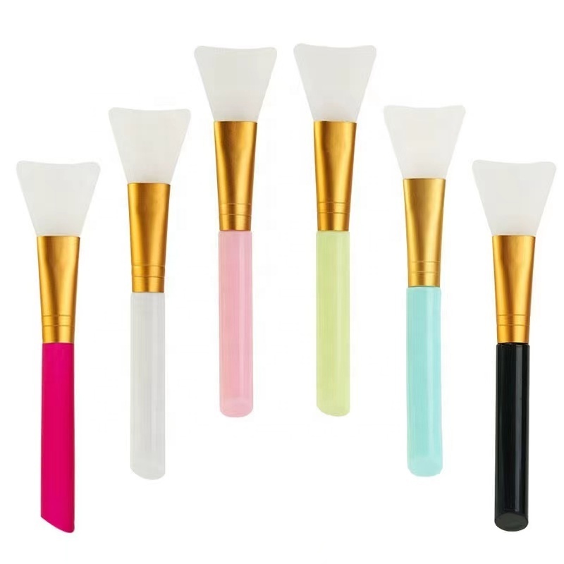 Custom Label Small Soft Fan Shape Facial Masking Applicator Brush Silicone Face Mask Brush