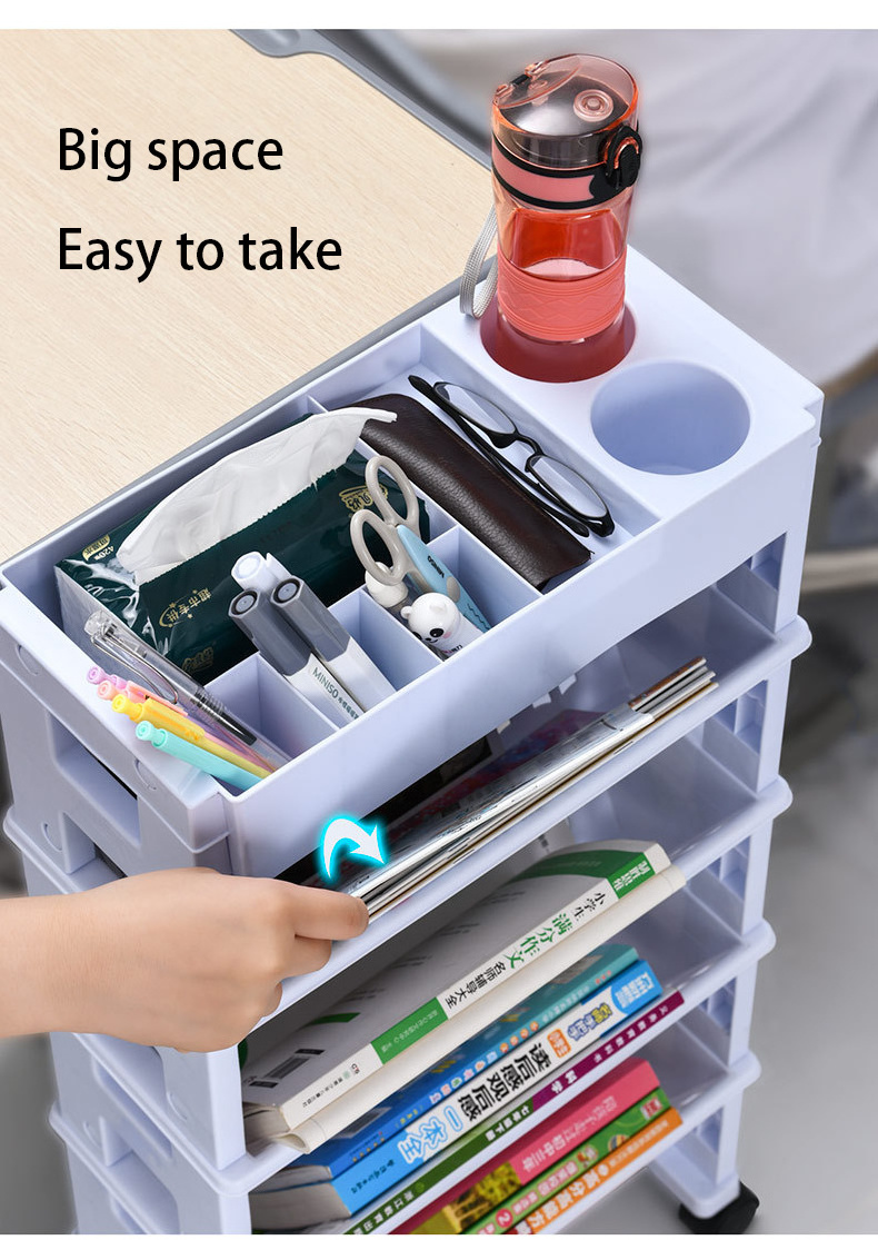 Multi-layer Plastic Detachable Book Storage Rack Storage Shelf Trolley Organizer Utility Cart Book Shelves