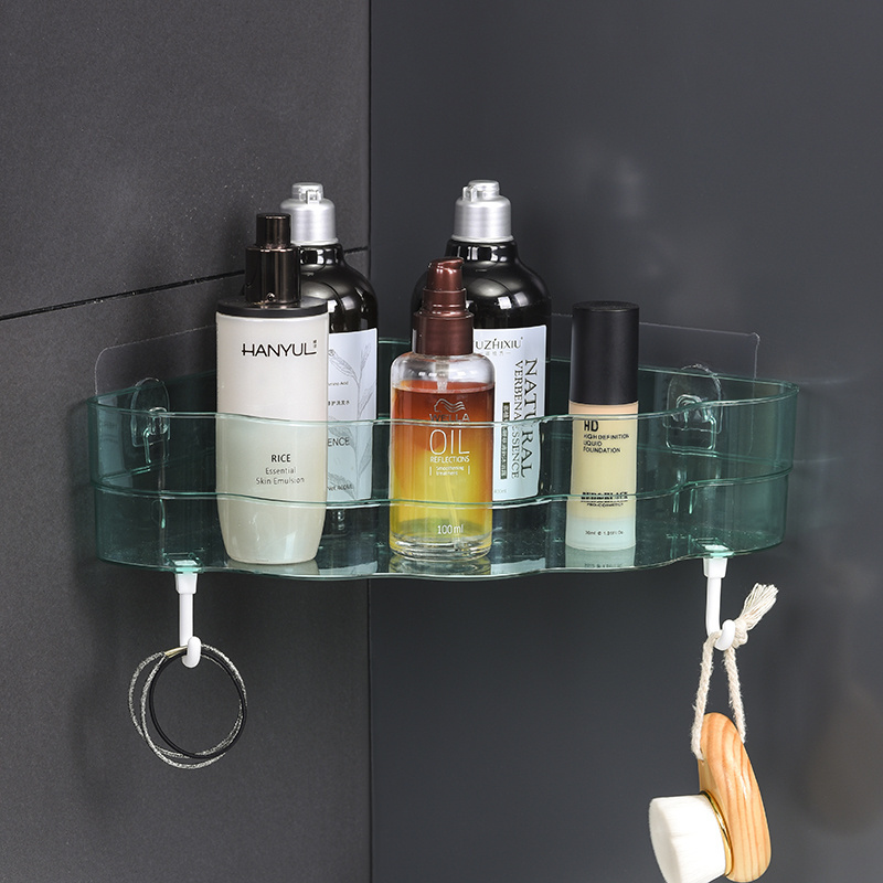 Adhesive Bathtub Shelf Multipurpose With 4 Hook Bathroom Corner Rack Hanging Self traditional Novelty