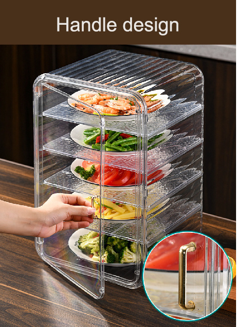 2024 Modern Style 4-Tier PET Dish Warmer Wholesales Insect Dust Proof Food Storage Box for Kitchen Dishes and Soup Preservation