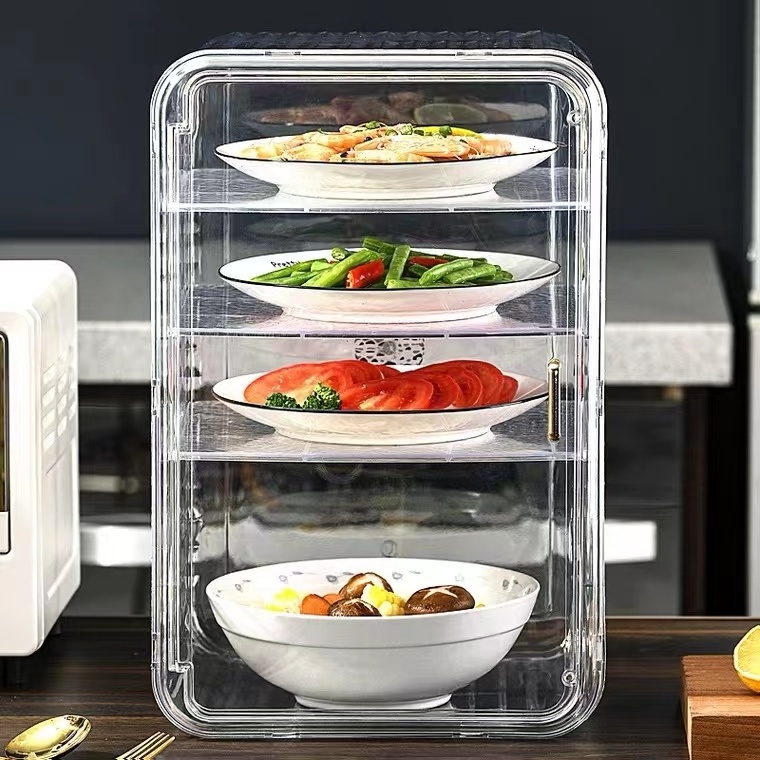 2024 Modern Style 4-Tier PET Dish Warmer Wholesales Insect Dust Proof Food Storage Box for Kitchen Dishes and Soup Preservation