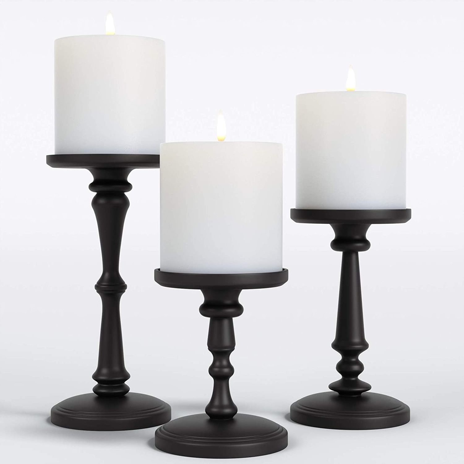 Decorative Pillar Candle Holder Centerpiece Matte Black Candle Holders for Pillar Candles