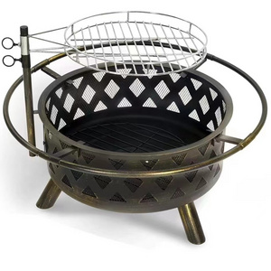 30" Outdoor Round Fire Pit Backyard Patio Garden Stove Bonfire Wood Burning Firepit for Outside grill included