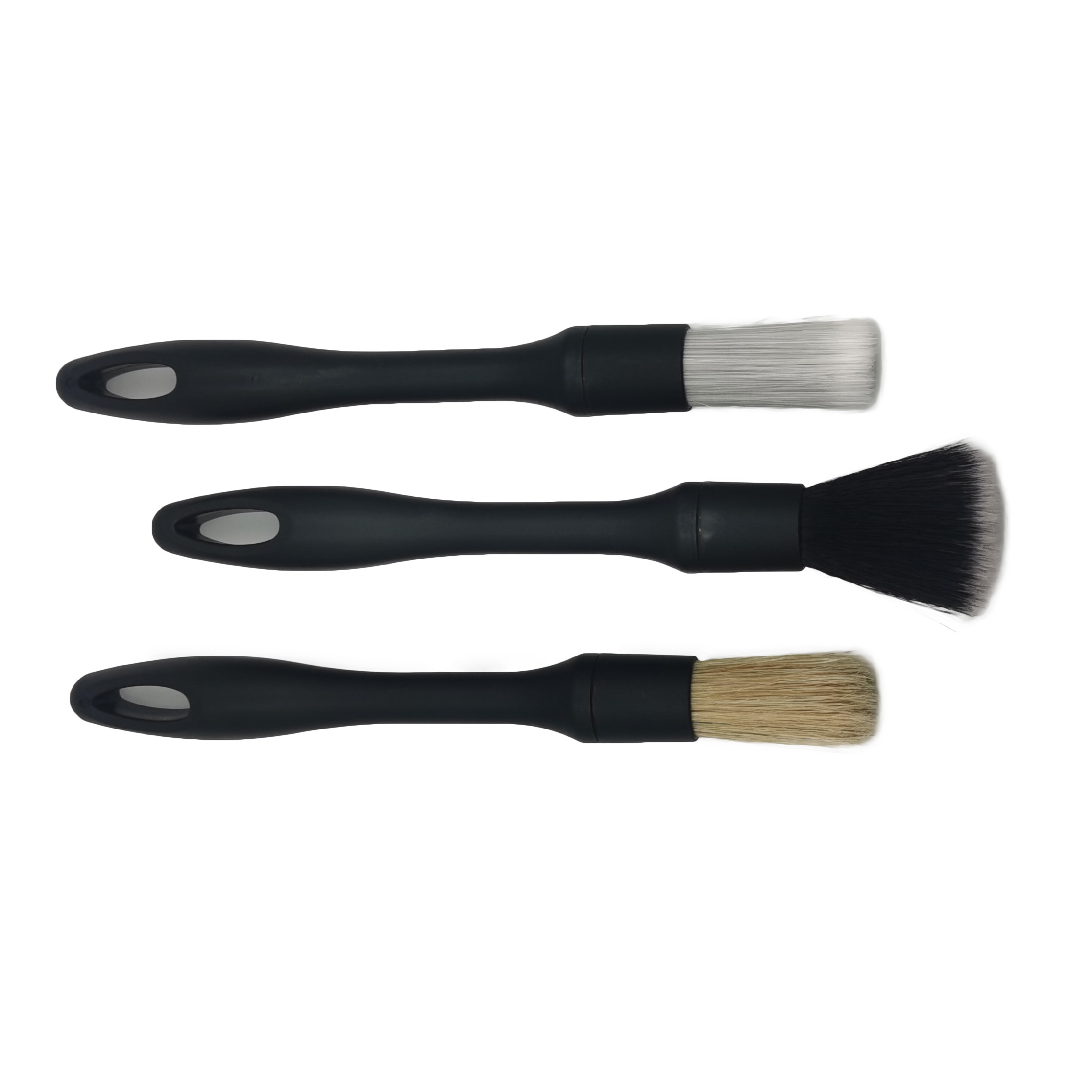 3pcs Soft Car Detailing Brush Set Auto Detailing Wheel Brush With Black Plastic Handle Sell well