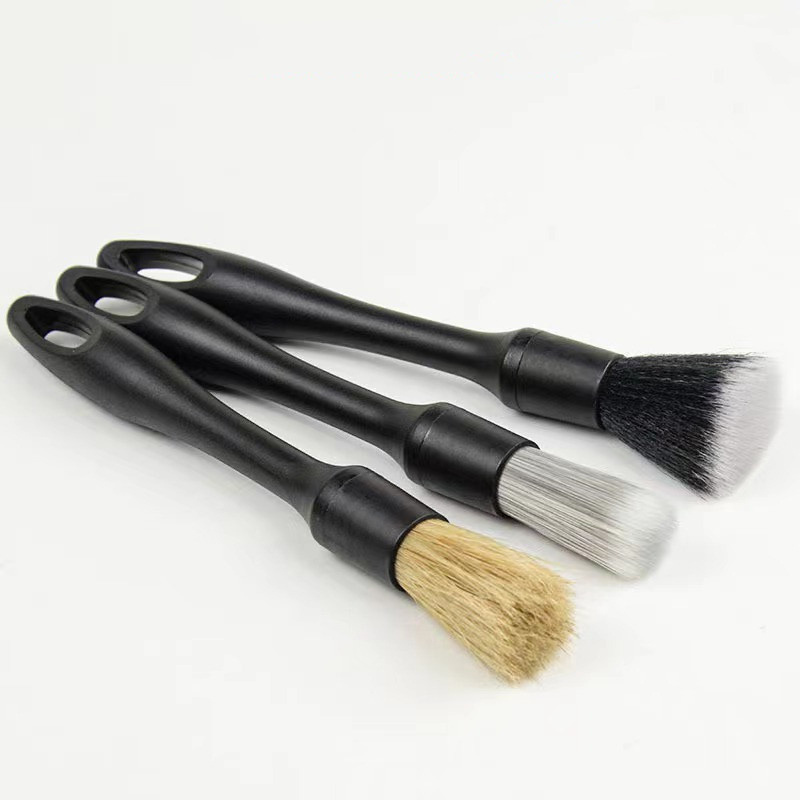 3pcs Soft Car Detailing Brush Set Auto Detailing Wheel Brush With Black Plastic Handle Sell well