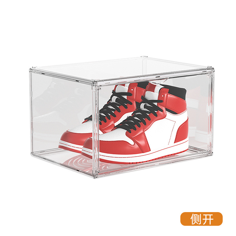 Shoe Boxes with Custom Logo Drop Front Clear Magnetic shoe box packaging Acrylic stackable customized shoe boxes storage