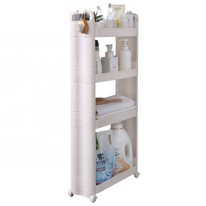 high quality 3 Tier Slim Slide Storage Rack with wheel heavy duty slide out storage rack bathroom gap storage organizer