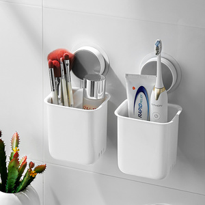 Wall mounted storage adhesive make up brush custom tooth paste holder bathroom dispenser bathroom  storage rack basket organizer