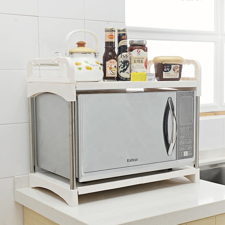 Kitchen Microwave Oven storage Rack Shelving Unit, 2-Tier Adjustable Stainless Steel Storage Shelf