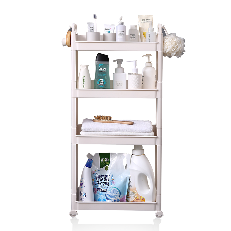 New  Hot Slim Cart Slide Out Mobile Shelving Narrow Space Corner Organizer 4 Tier Gap Plastic Storage Shelf For Bathroom